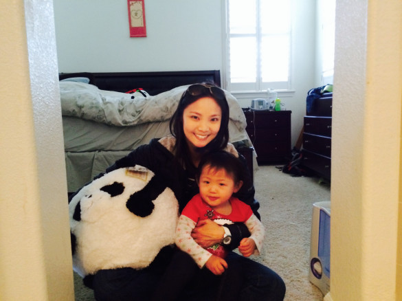 Auntie Ali (my sis) with Roxy and her squishable panda