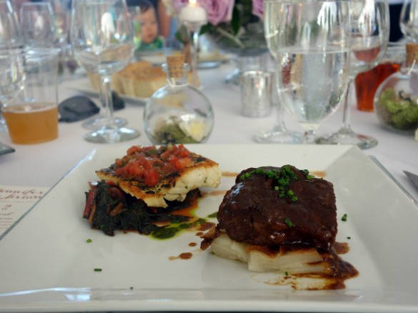 Chilean Sea Bass with Swiss Chard & Beef Short Ribs with Potato Au Gratin