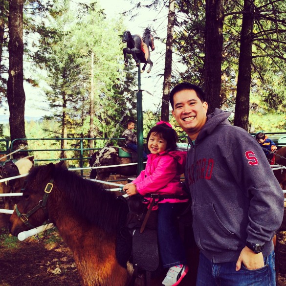 My 2 loves. Roxy enjoyed the pony ride at High Hill Ranch (Apple Hill). 