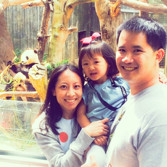 Me with my 2 loves and Xiao Liwu the panda at the San Diego Zoo