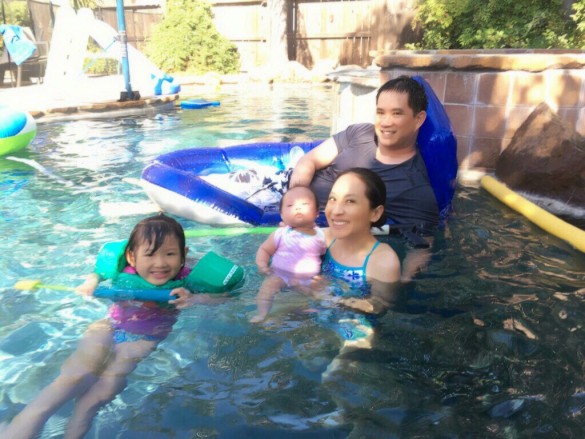 Carissa's 1st time in our pool